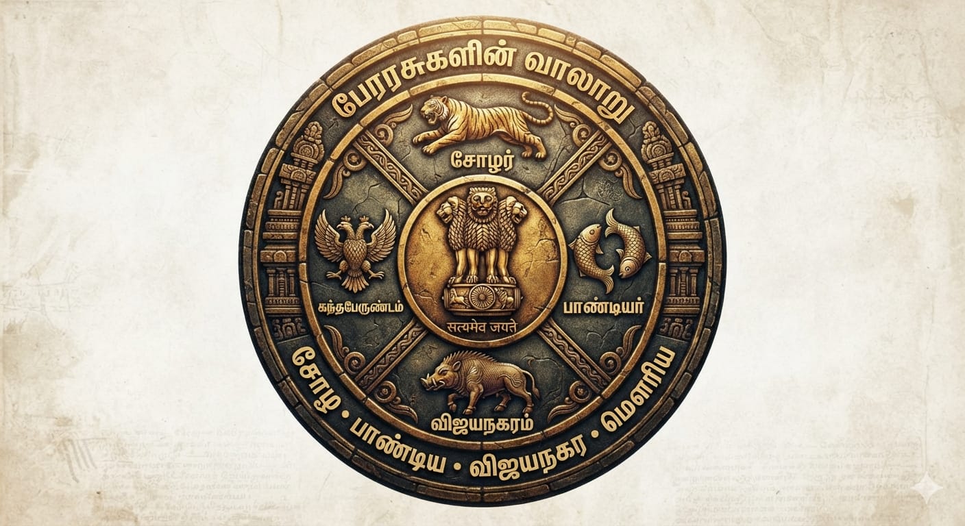 Historical Emblem Seal — Chola, Pandya, Gandaberunda, Ashoka Lions
