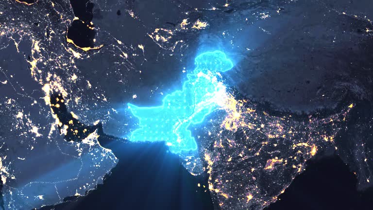 Pakistan Night Satellite View showing network coverage