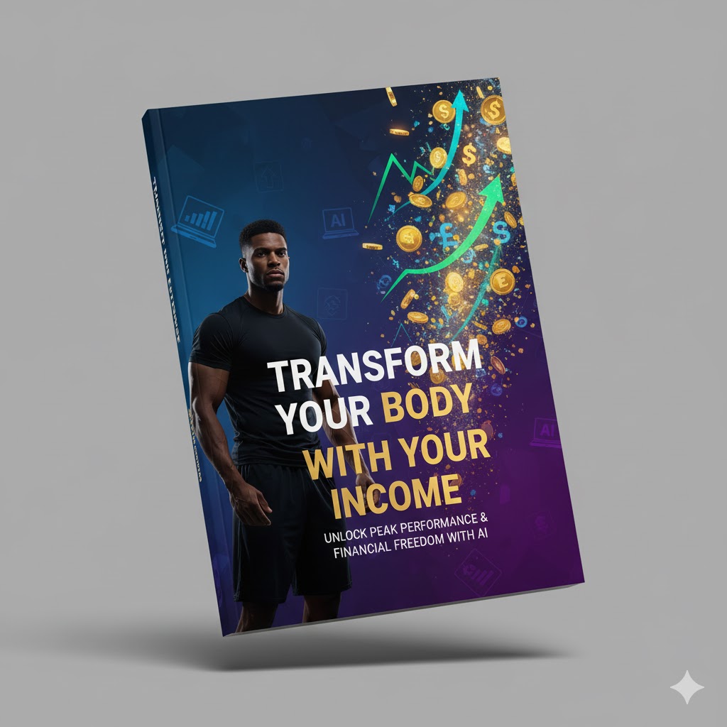 Transform Your Body With Your Income eBook cover showing fitness and financial success