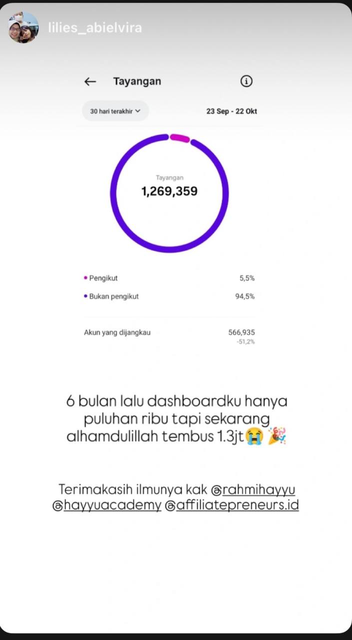 Bukti Views 1.3 Juta Mentor Rahmi Hayyu