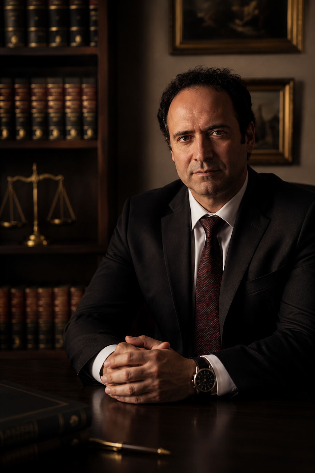 Dr. Rubens Carvalho Jr. em seu escritório de advocacia criminal em Palhoça, SC