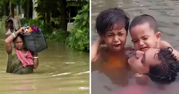 People in flood water