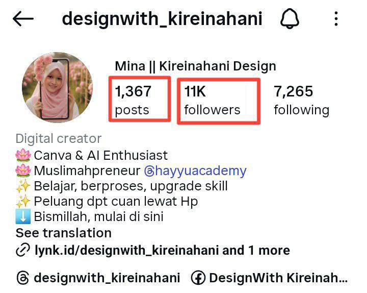 Profil IG Kak Mina
