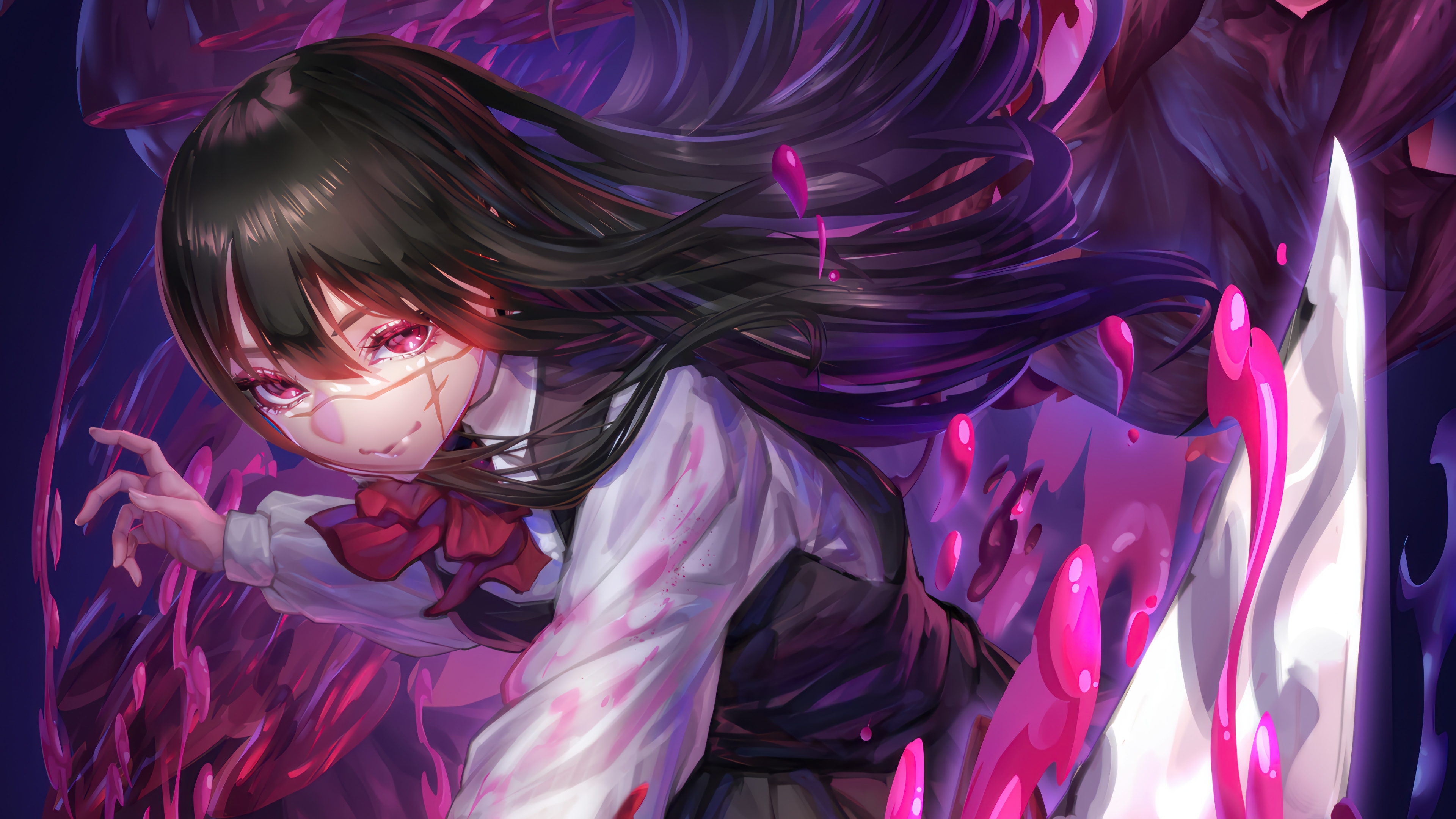 Black Hair Purple Liquid Anime