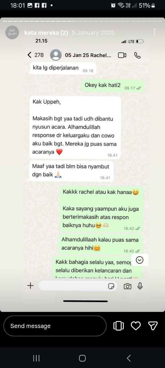 Chat Rachel Terima Kasih