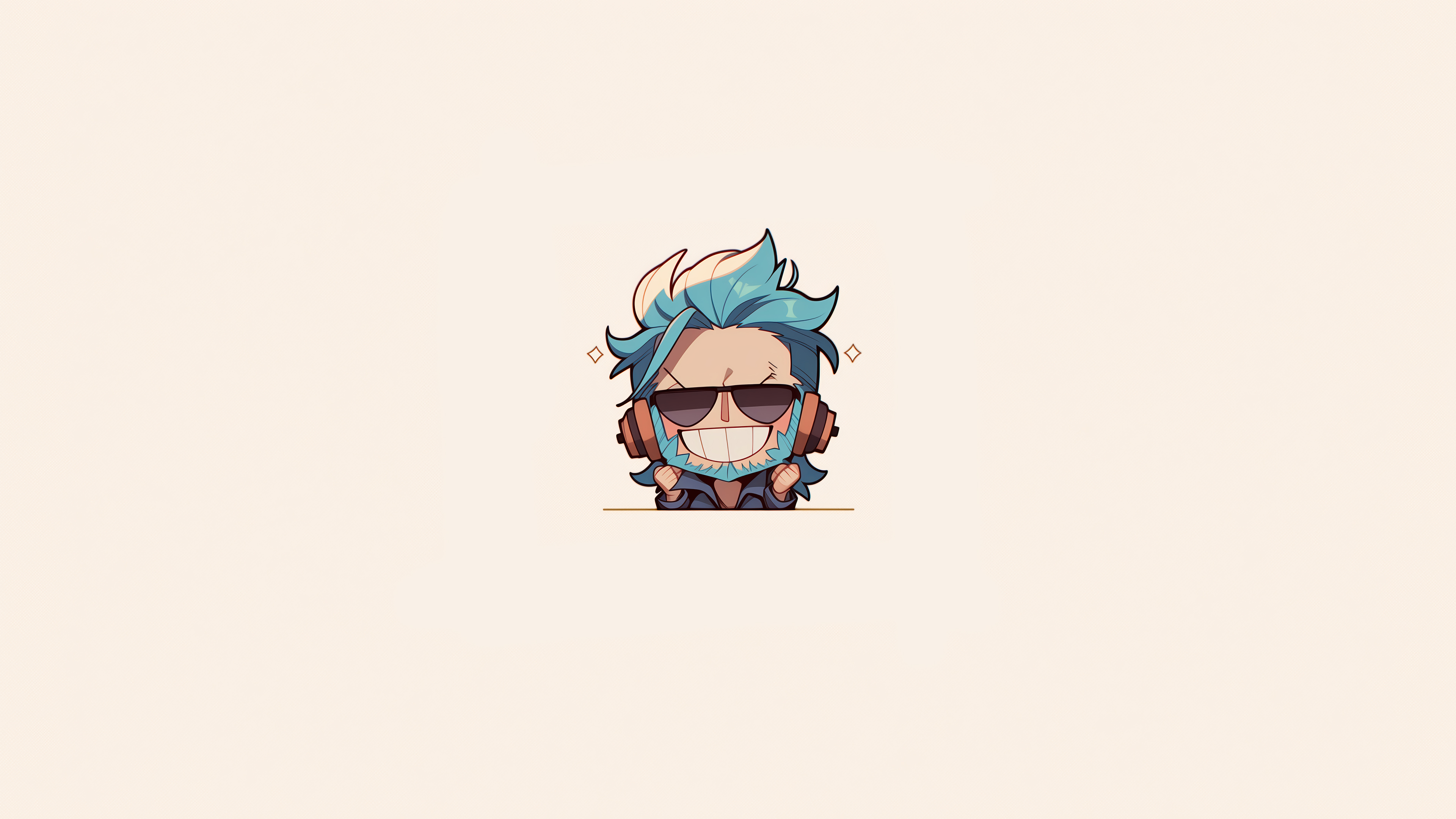 Chibi Blue Hair Headphones Anime