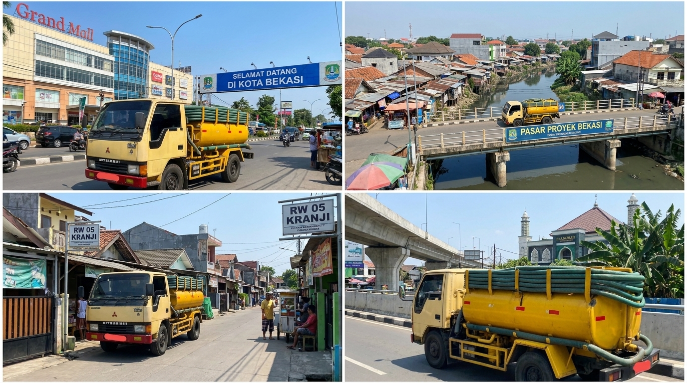 Armada sedot WC Bekasi beroperasi di Grand Mall dan area Pasar Proyek Bekasi