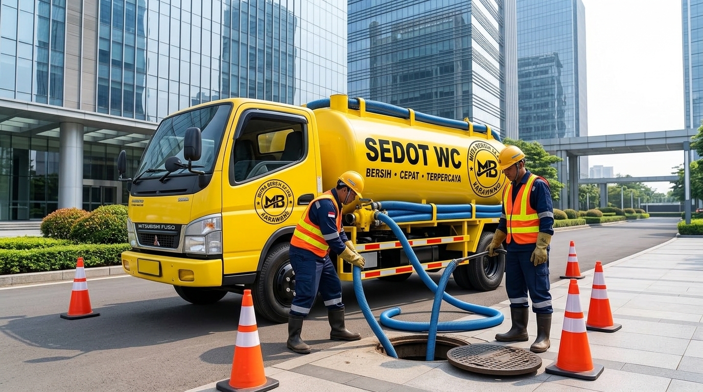 Armada truk sedot WC PT MITRA BERSIH 24 JAM sedang melayani penyedotan limbah di Karawang