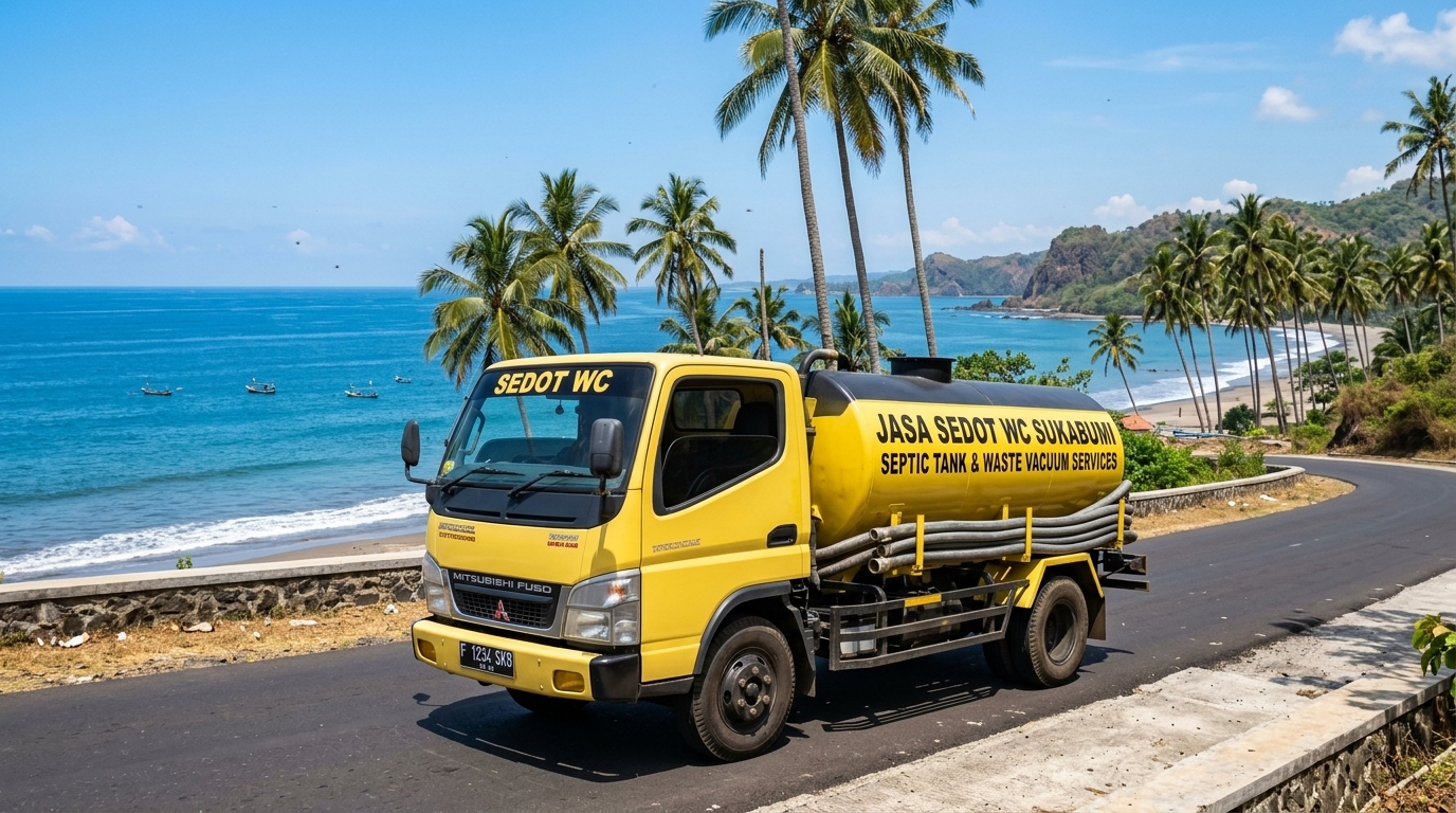Armada truk sedot WC Sukabumi di jalanan pantai