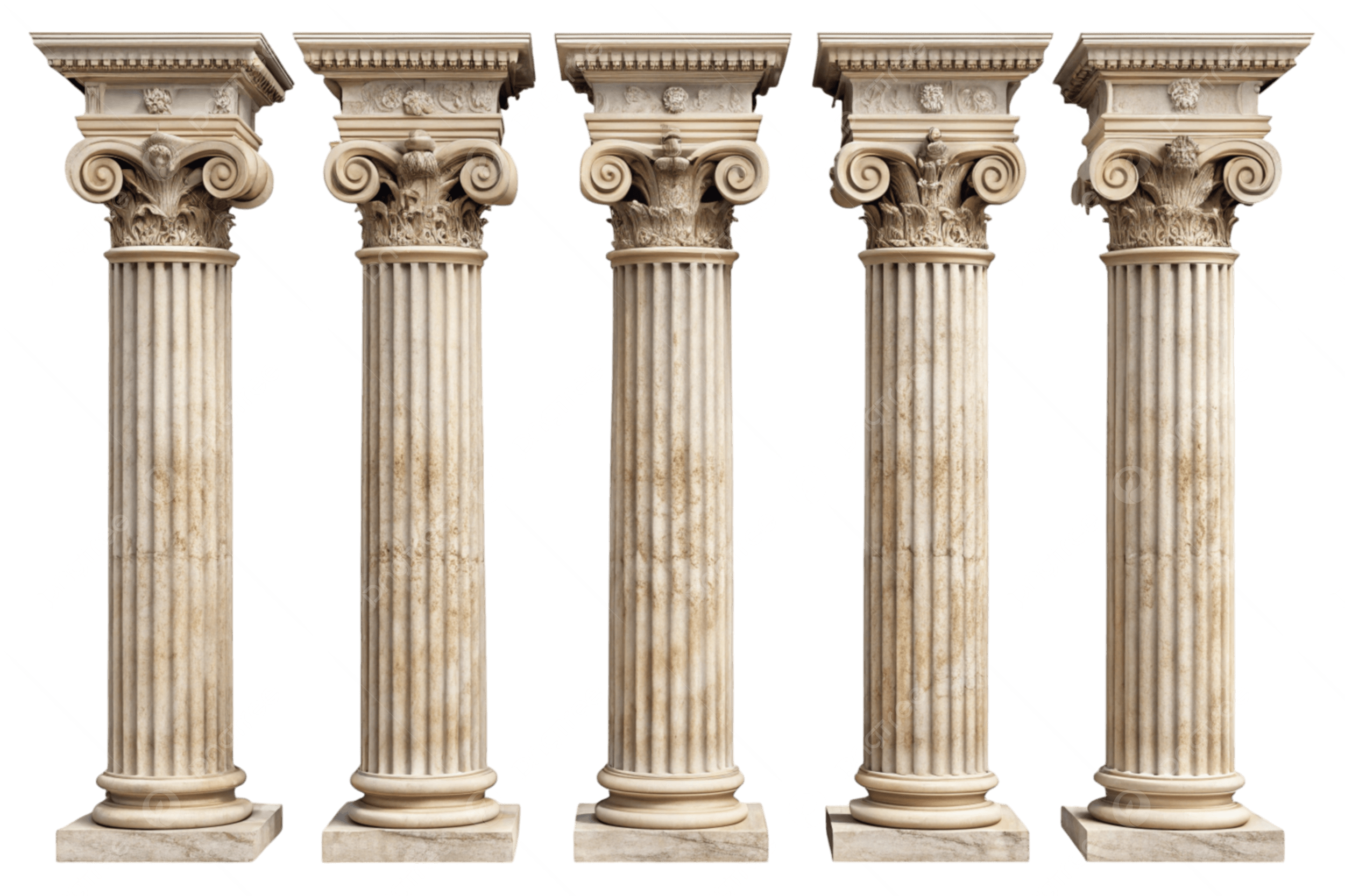 Fluted Columns with Decorative Capitals