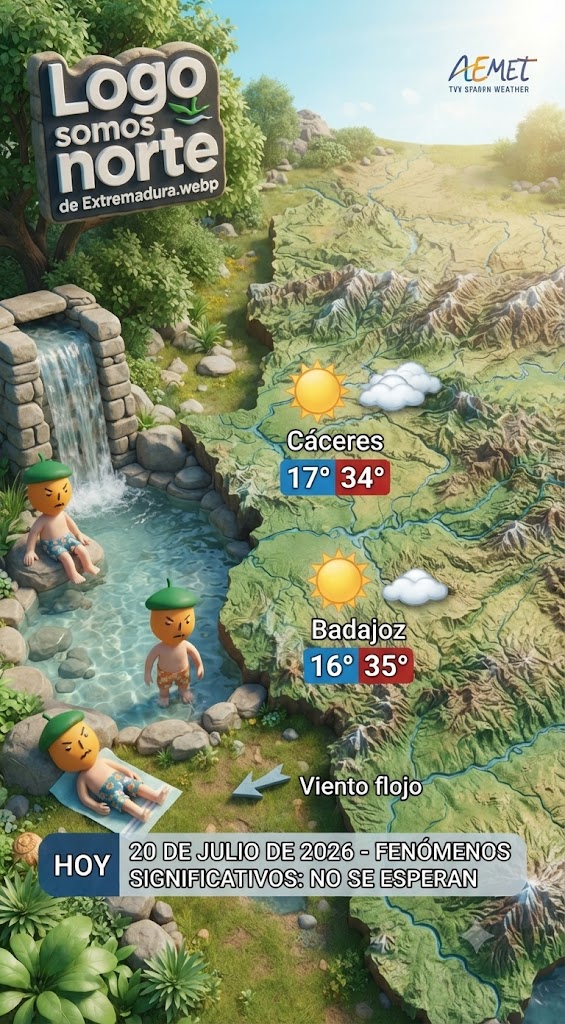 El tiempo en Extremadura 20 de julio 2026