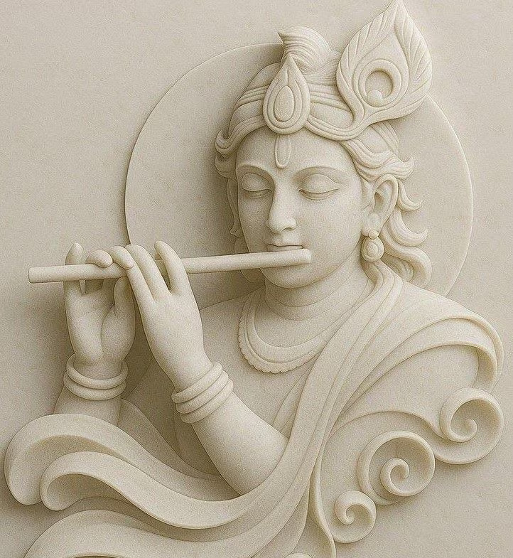 Divine Krishna Flute Mural