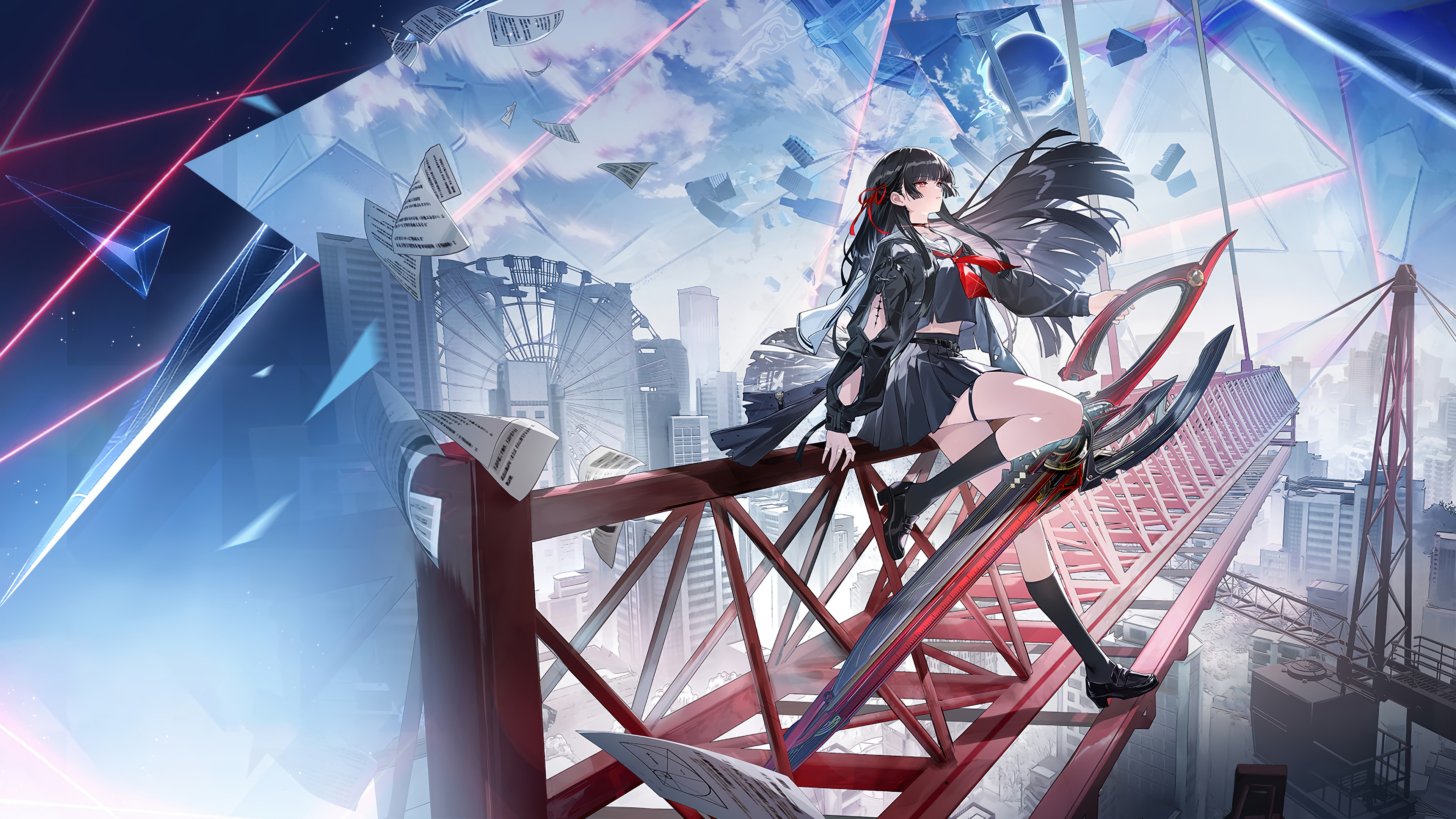 Wuthering Waves Sci-Fi City Rooftop Red Structure