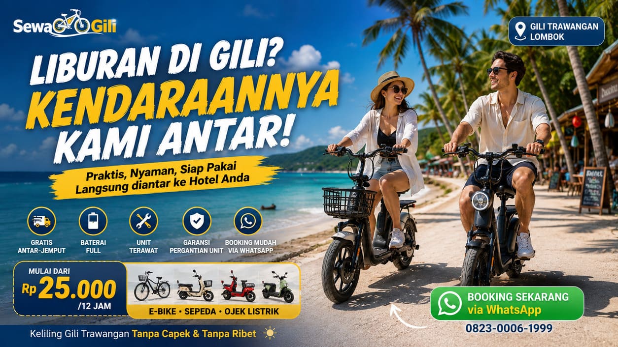 Promo Sewa Sepeda dan E-Bike Gili Trawangan Diantar ke Hotel