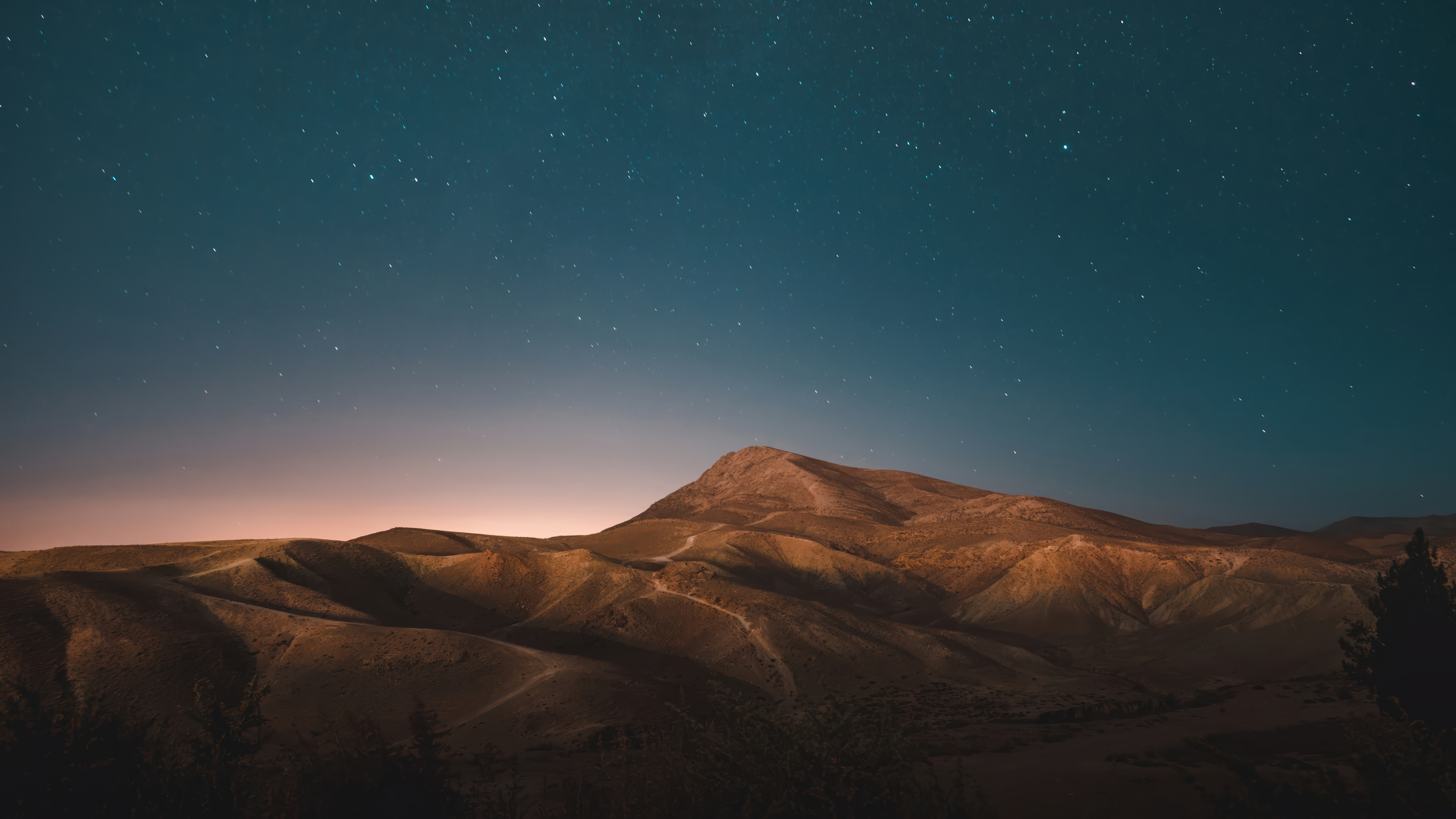 Starry Night Rolling Hills Warm Horizon
