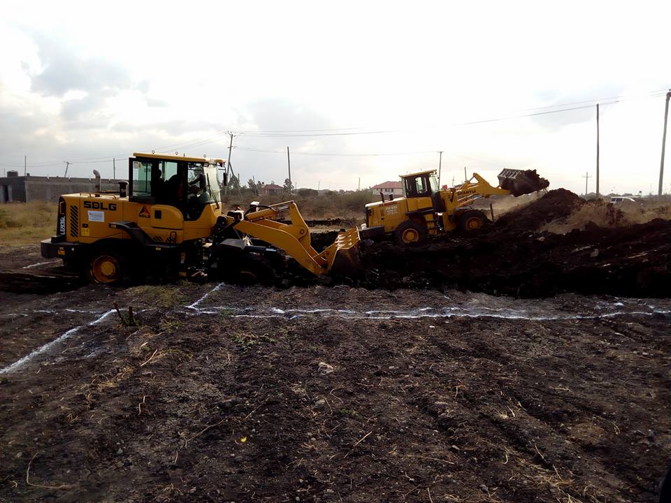 Two yellow excavators working