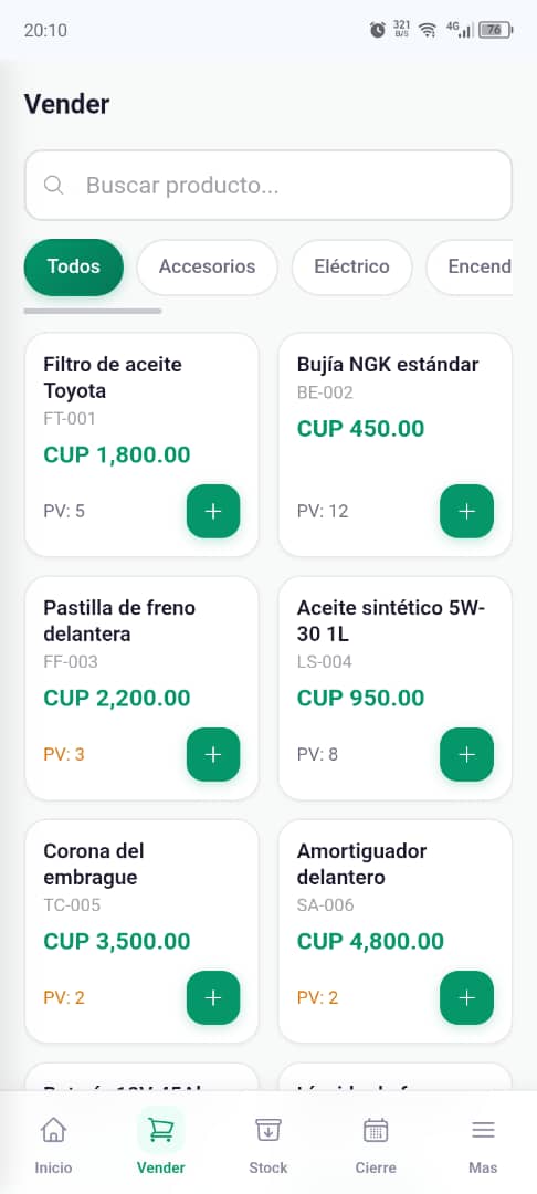 Punto de venta de Cuadre