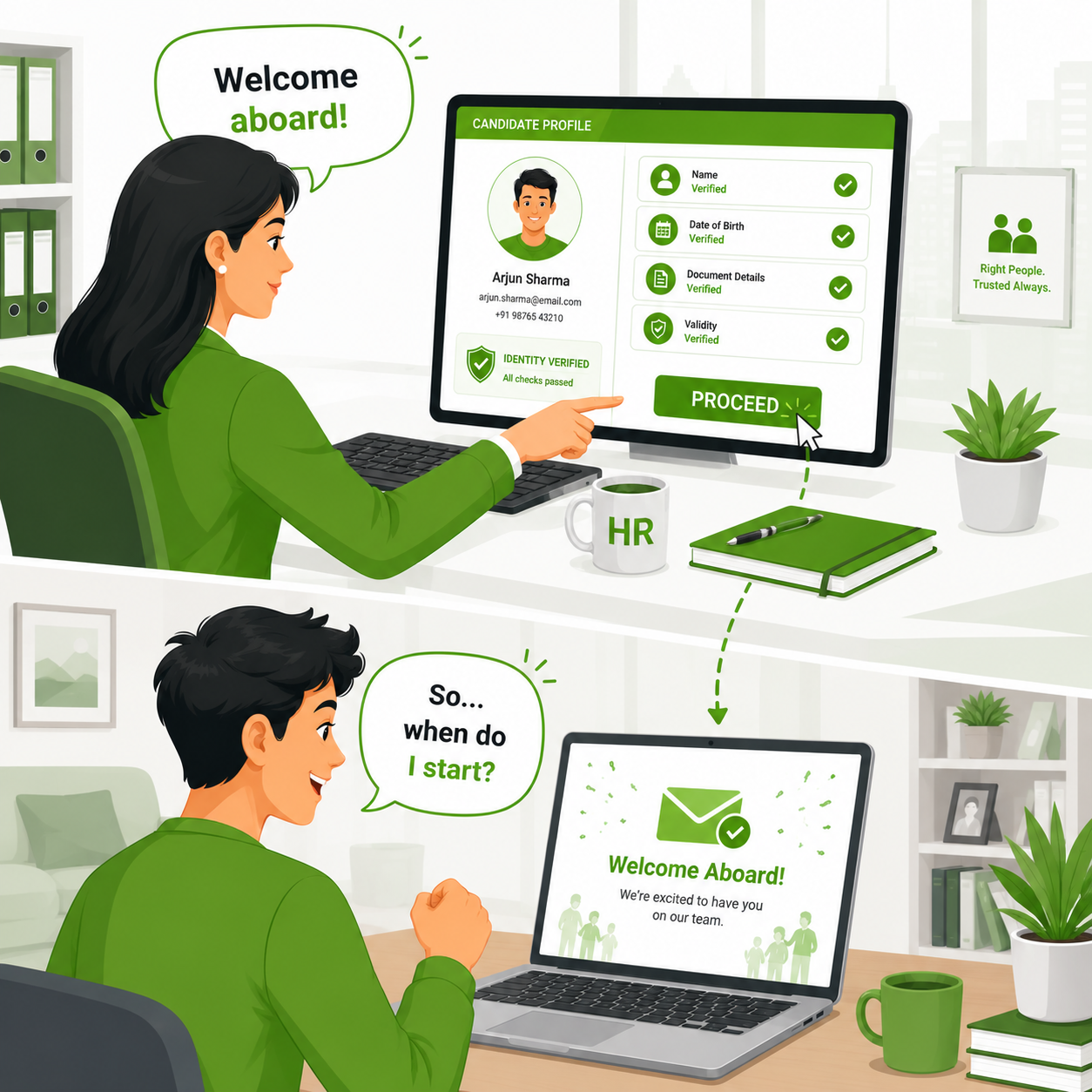 Welcome aboard and onboarding comic