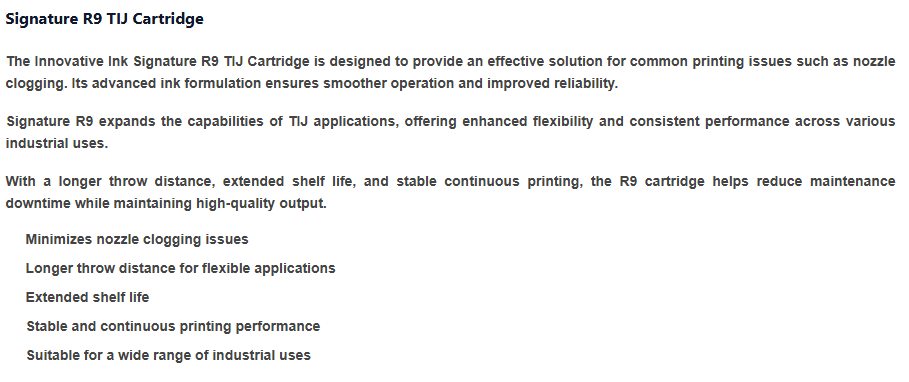 Signature R9 TIJ Cartridge