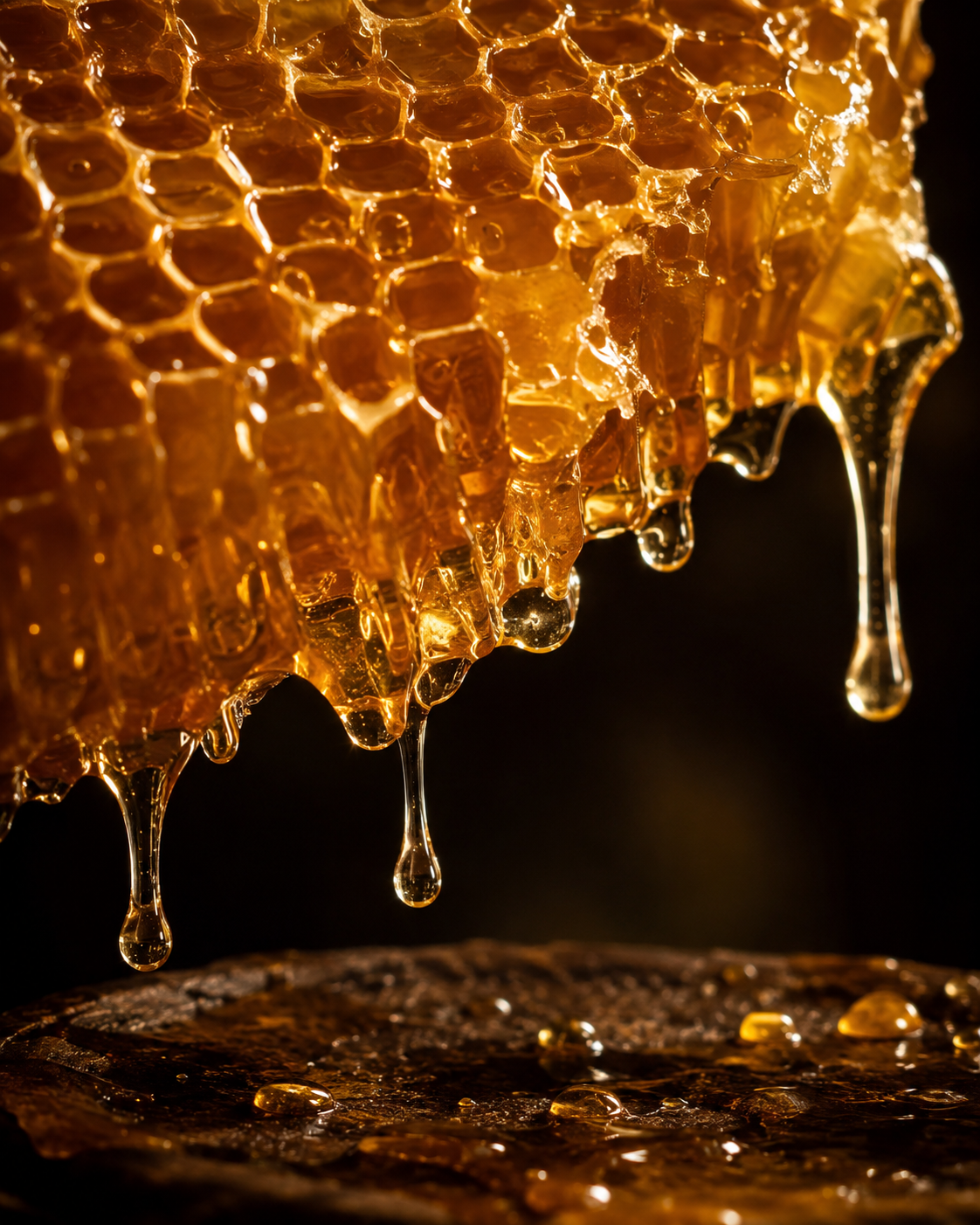 Honeycomb with dripping honey