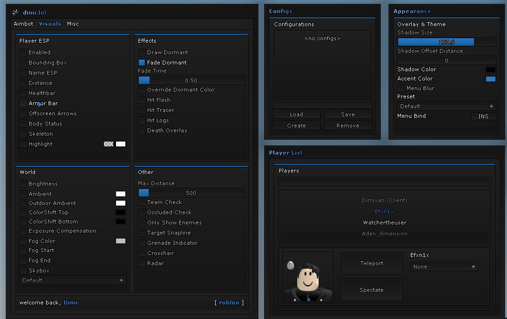 Dimi.lol Roblox External Config UI