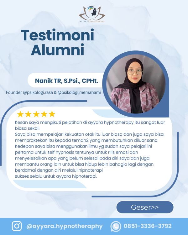 Testimoni Nanik TR, S.Psi., CPHt.