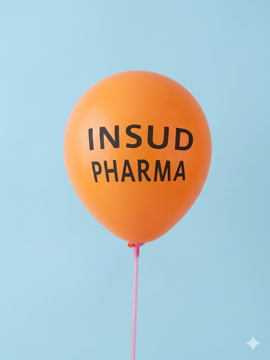 INSUD PHARMA custom printed orange balloon for pharmaceutical branding