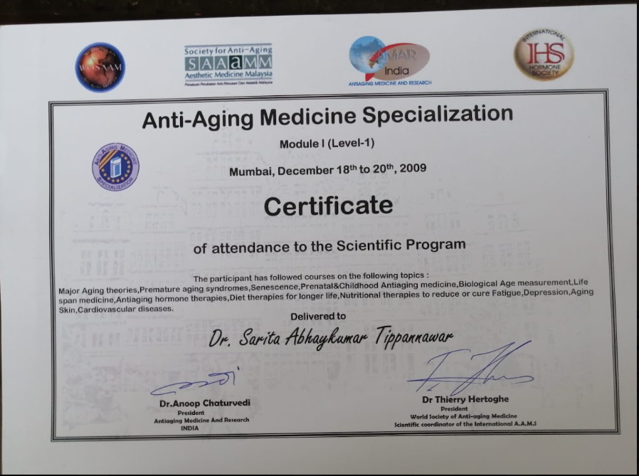 Anti-Aging Medicine Specialization Certificate