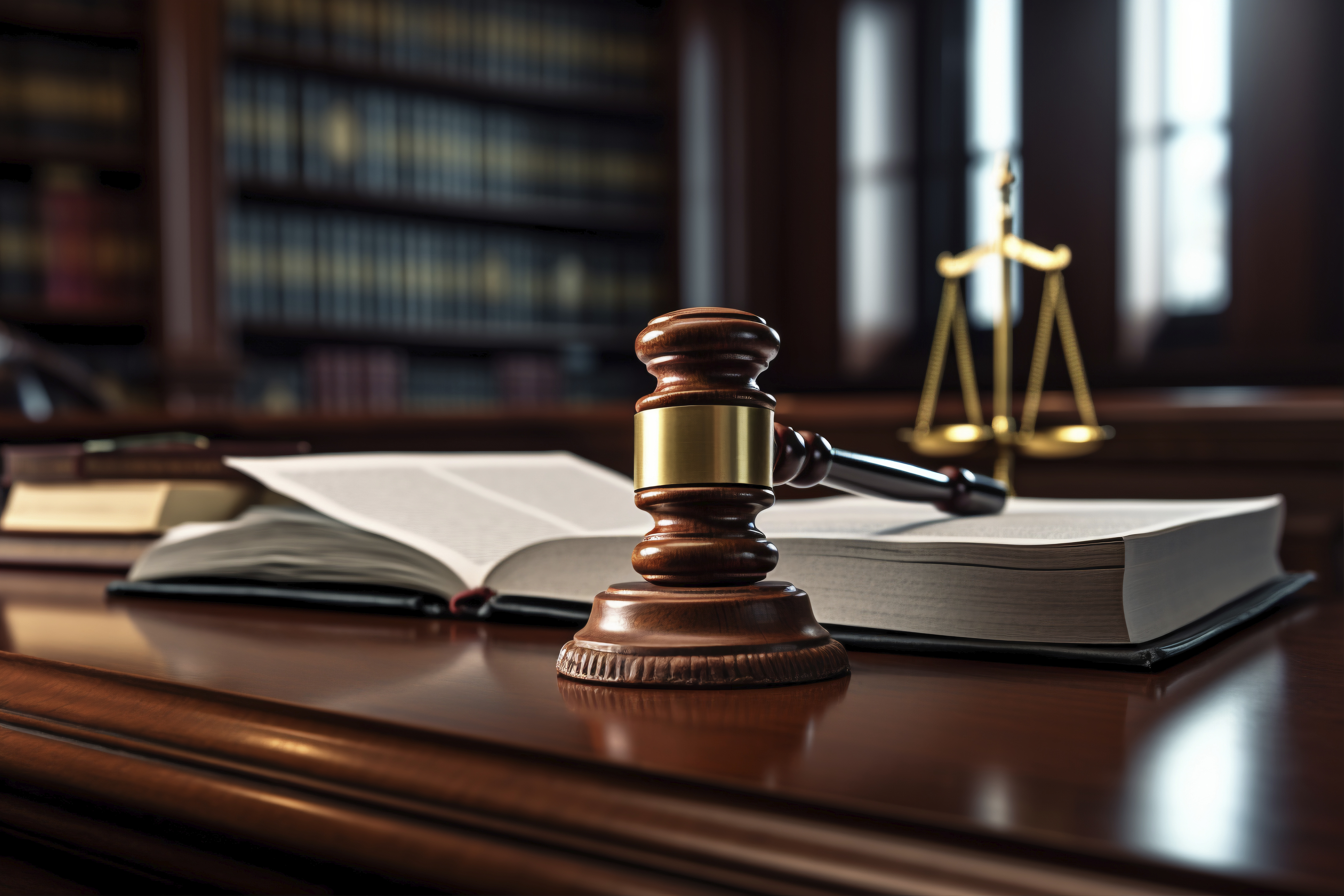 Legal Environment - Gavel, Scales of Justice and Law Books