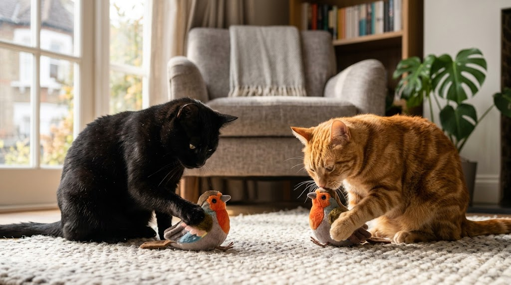 Two cats playing