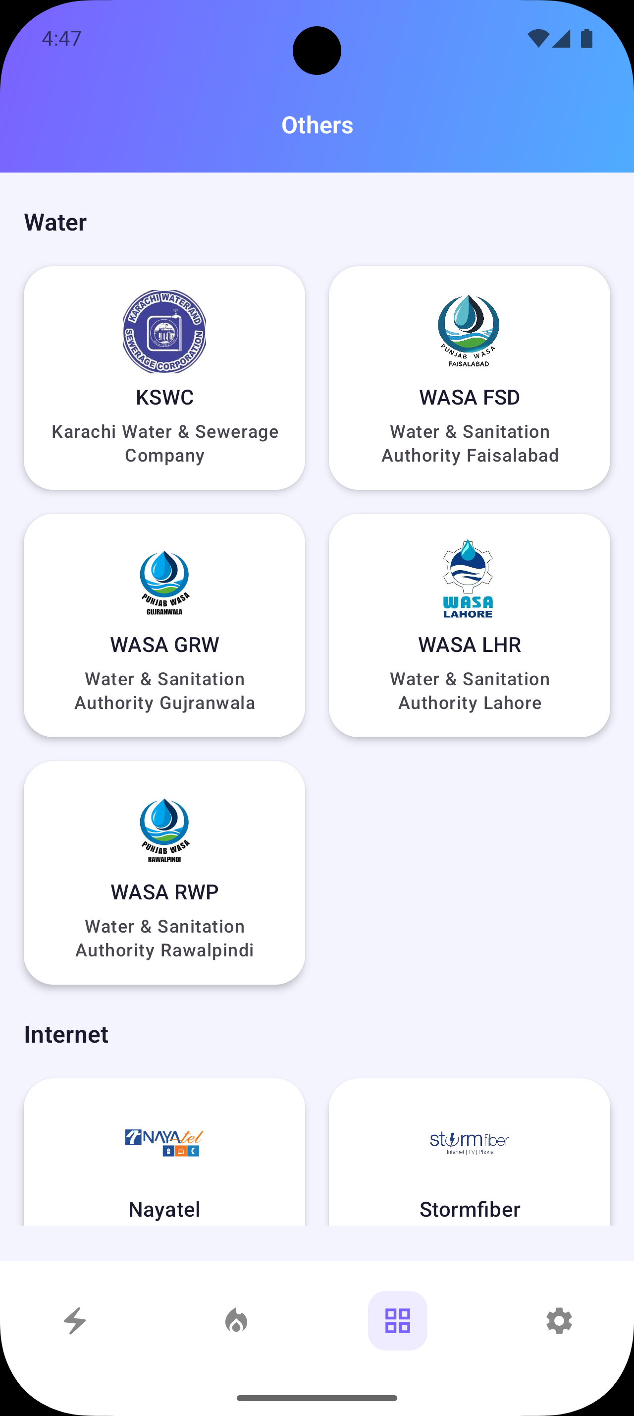 Water and Internet Providers
