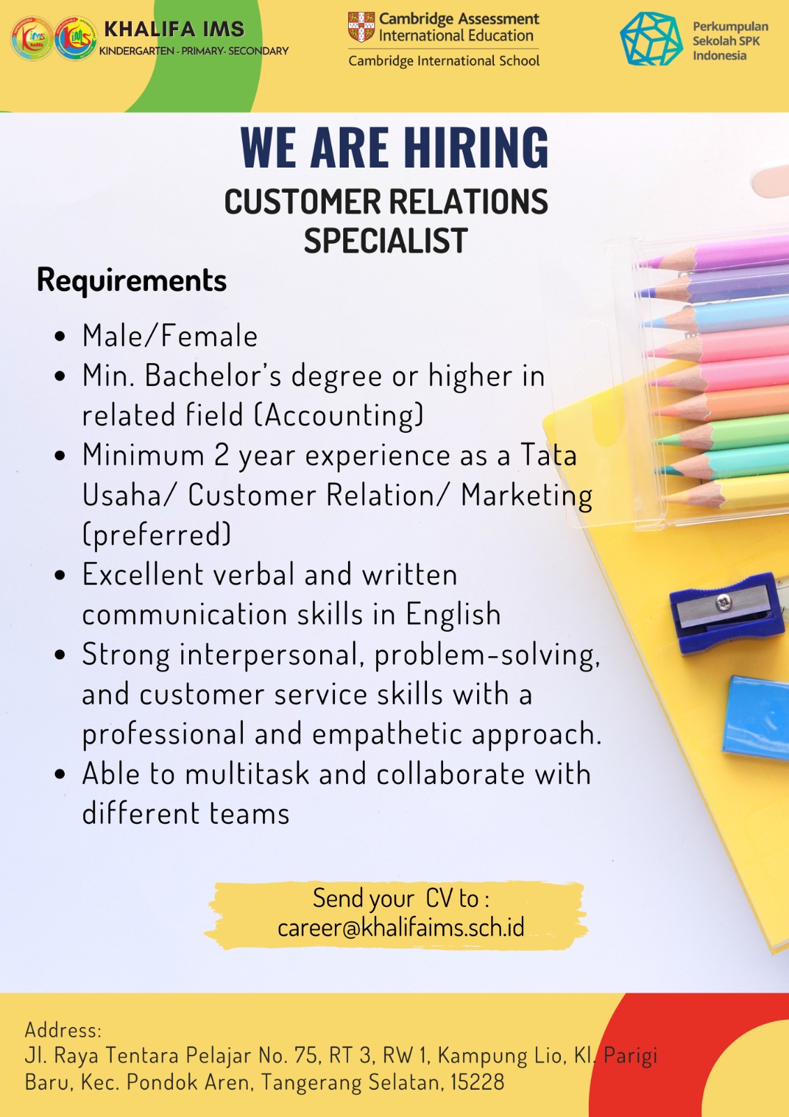 Customer Relations Specialist Recruitment