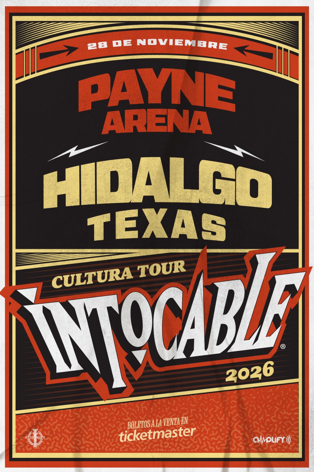 Intocable Cultura Tour - 28 de Noviembre - Payne Arena Hidalgo Texas 2026