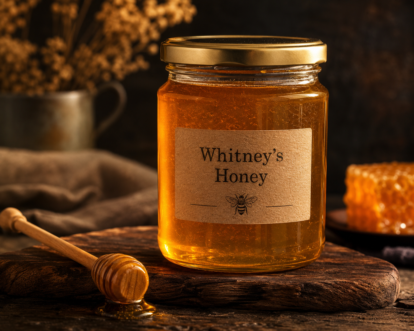 Medium jar of Whitney's Honey