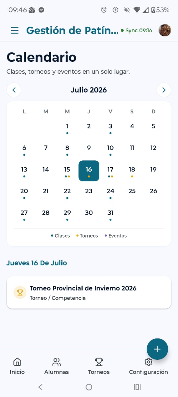 Pantalla de calendario