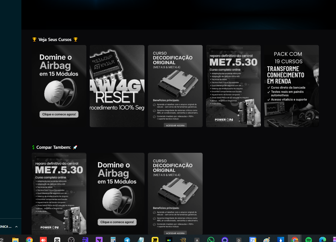 Página de Cursos e Videoaulas