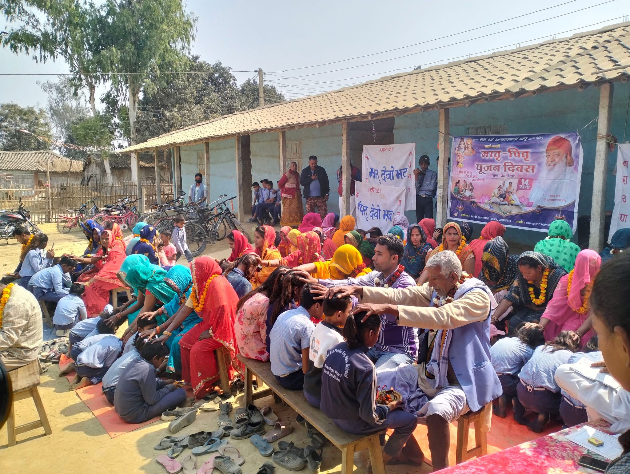Community gathering in rural setting