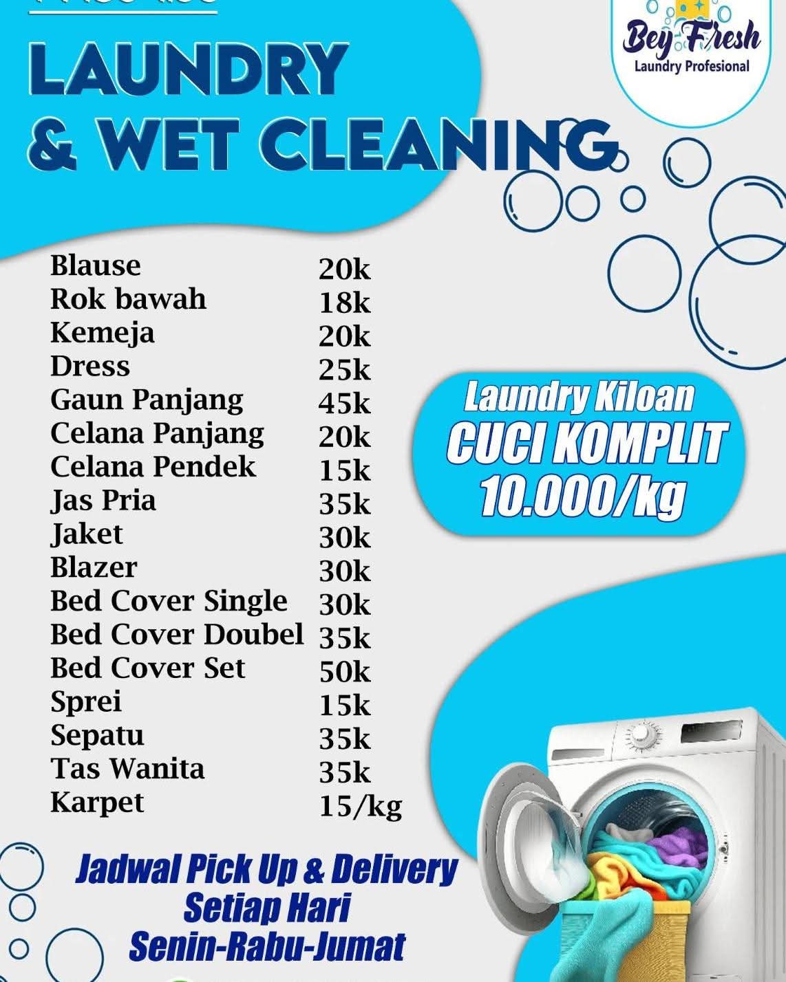 Poster Harga Laundry & Wet Cleaning Beyfresh