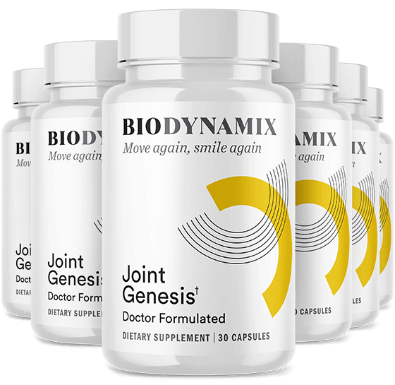 Six-bottle bundle of Joint Genesis+ dietary supplement by BioDynamix