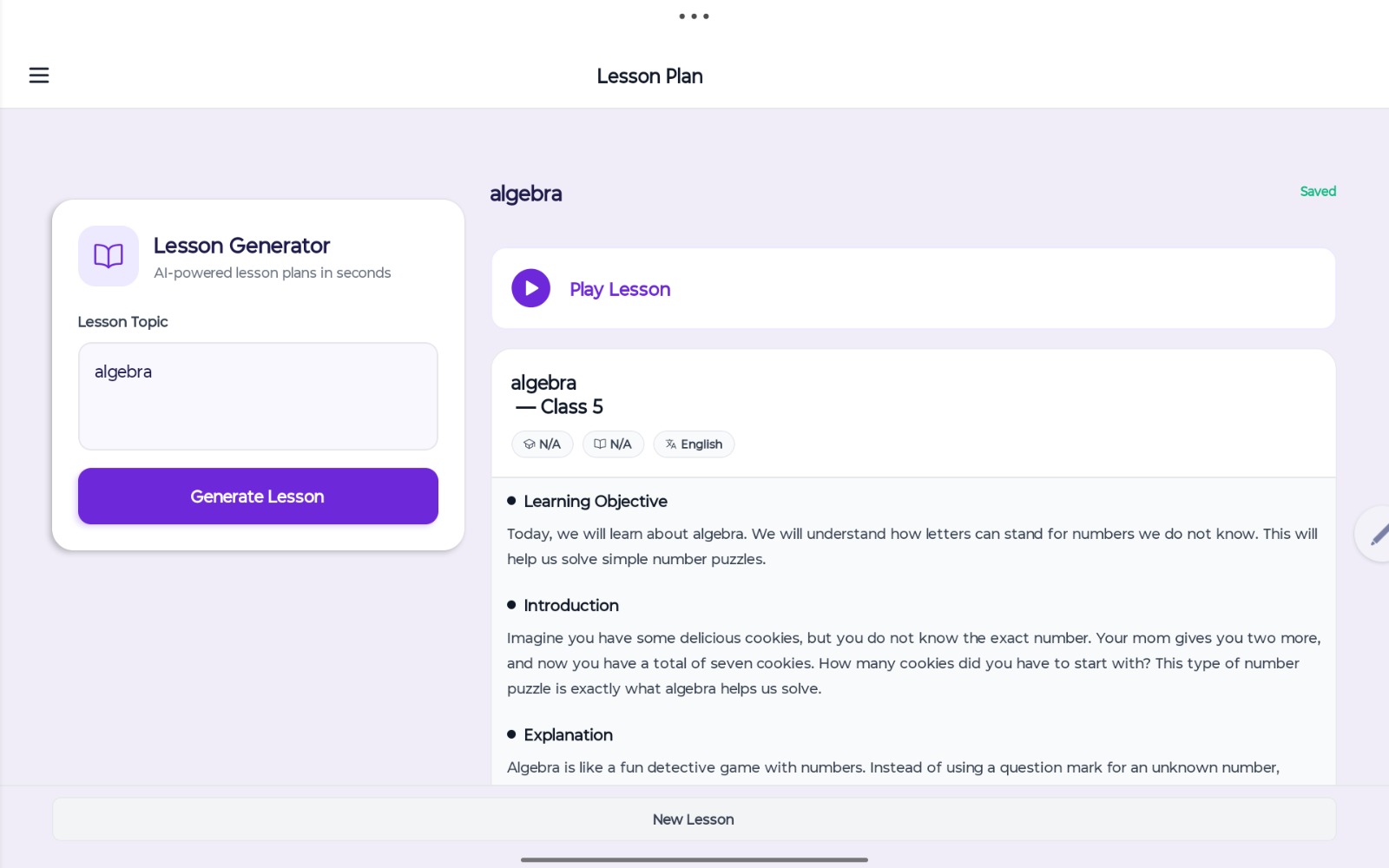 Lesson Generator 5