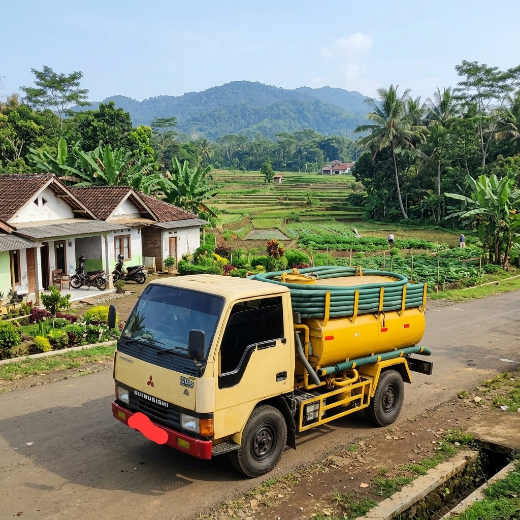 Armada truk sedot WC Mitsubishi PT Hadi Jaya Nusantara di area Sukabumi