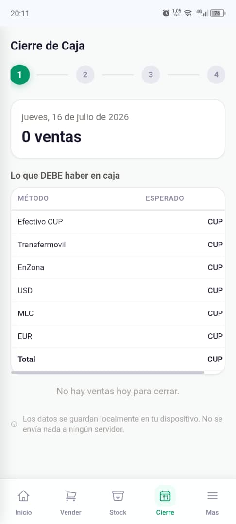 Cierre de caja en Cuadre