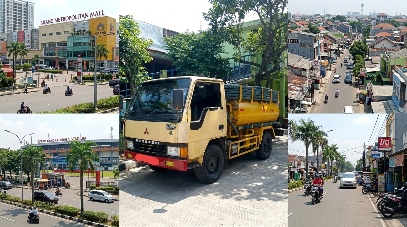 Armada sedot WC di Grand Metropolitan Mall, Stadion Patriot, dan perkampungan Bekasi