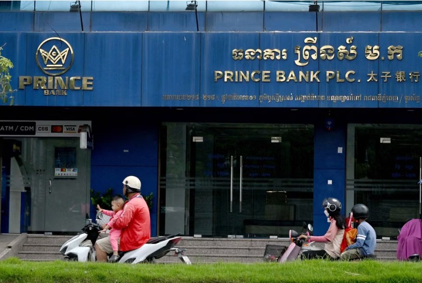 Prince Bank PLC building in Cambodia targeted in cyber fraud crackdown