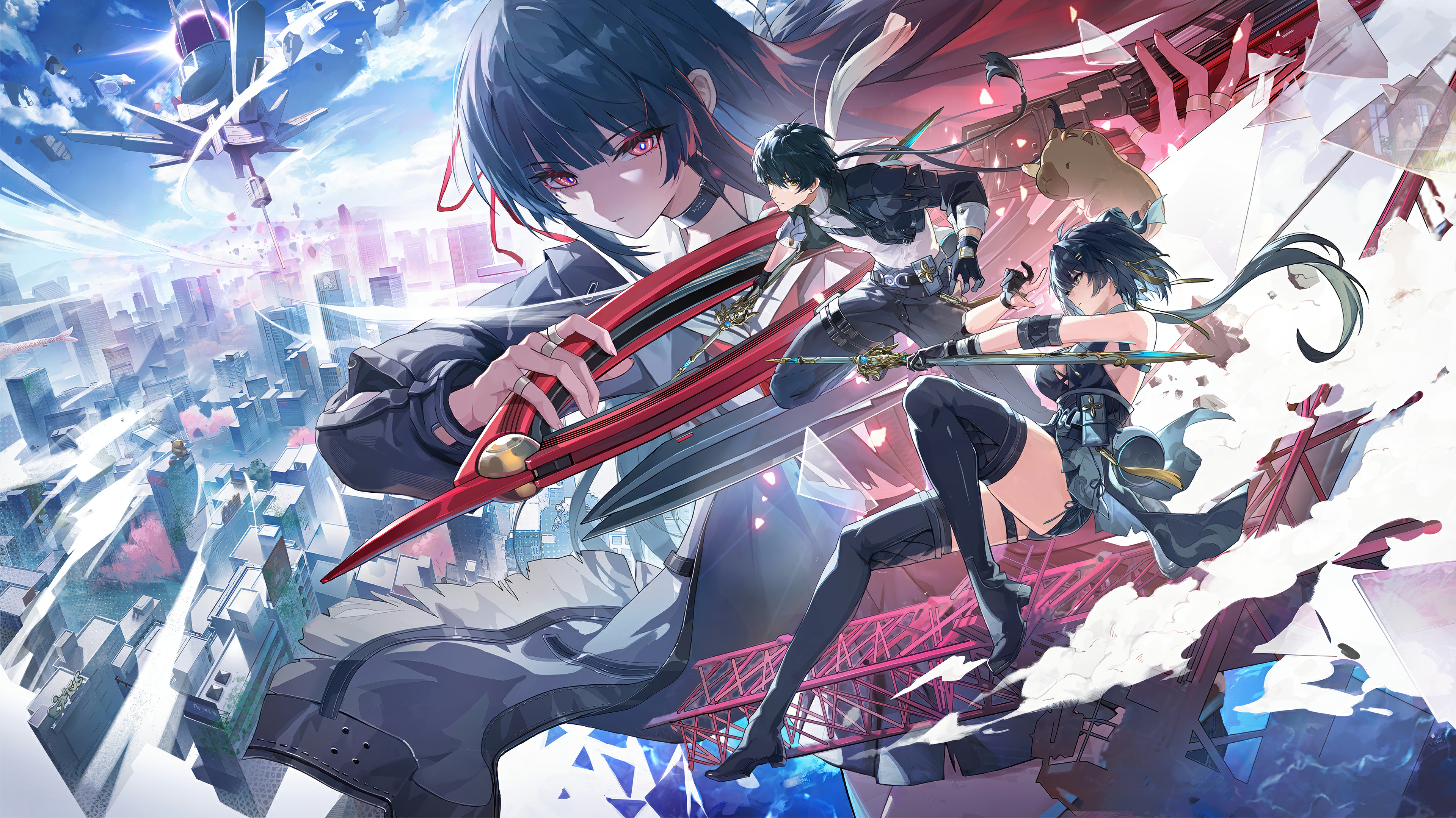 Wuthering Waves Multi Character Red Sword City Battle