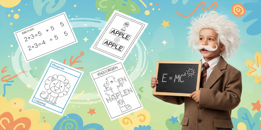 Child learning with educational materials