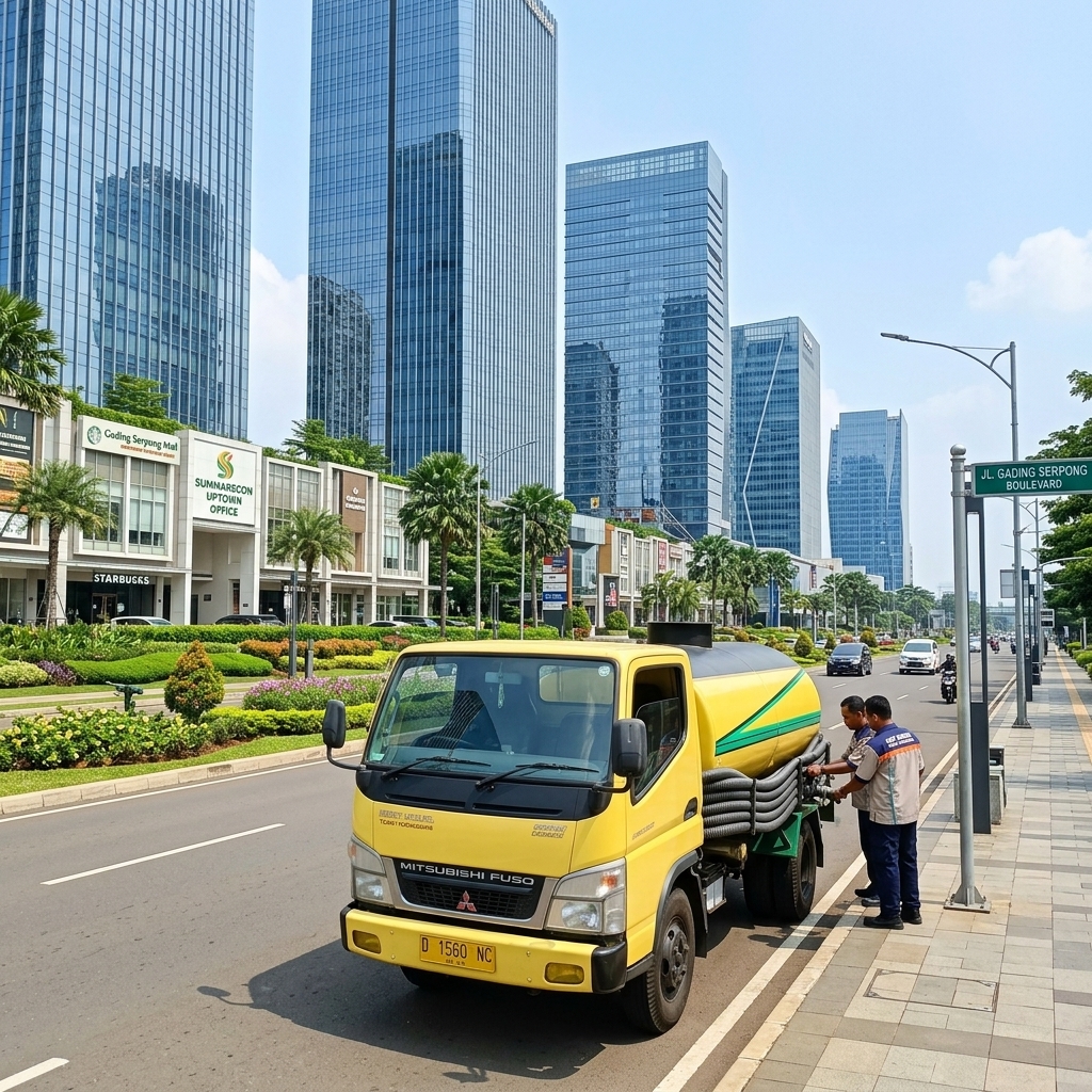Truk sedot WC di Gading Serpong Boulevard