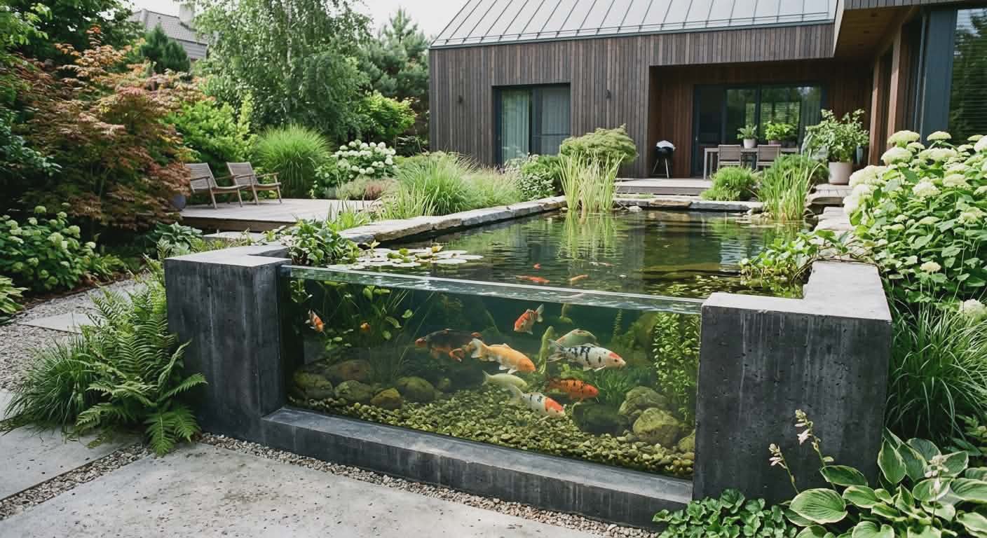 Vorher - Garten mit Fischteich