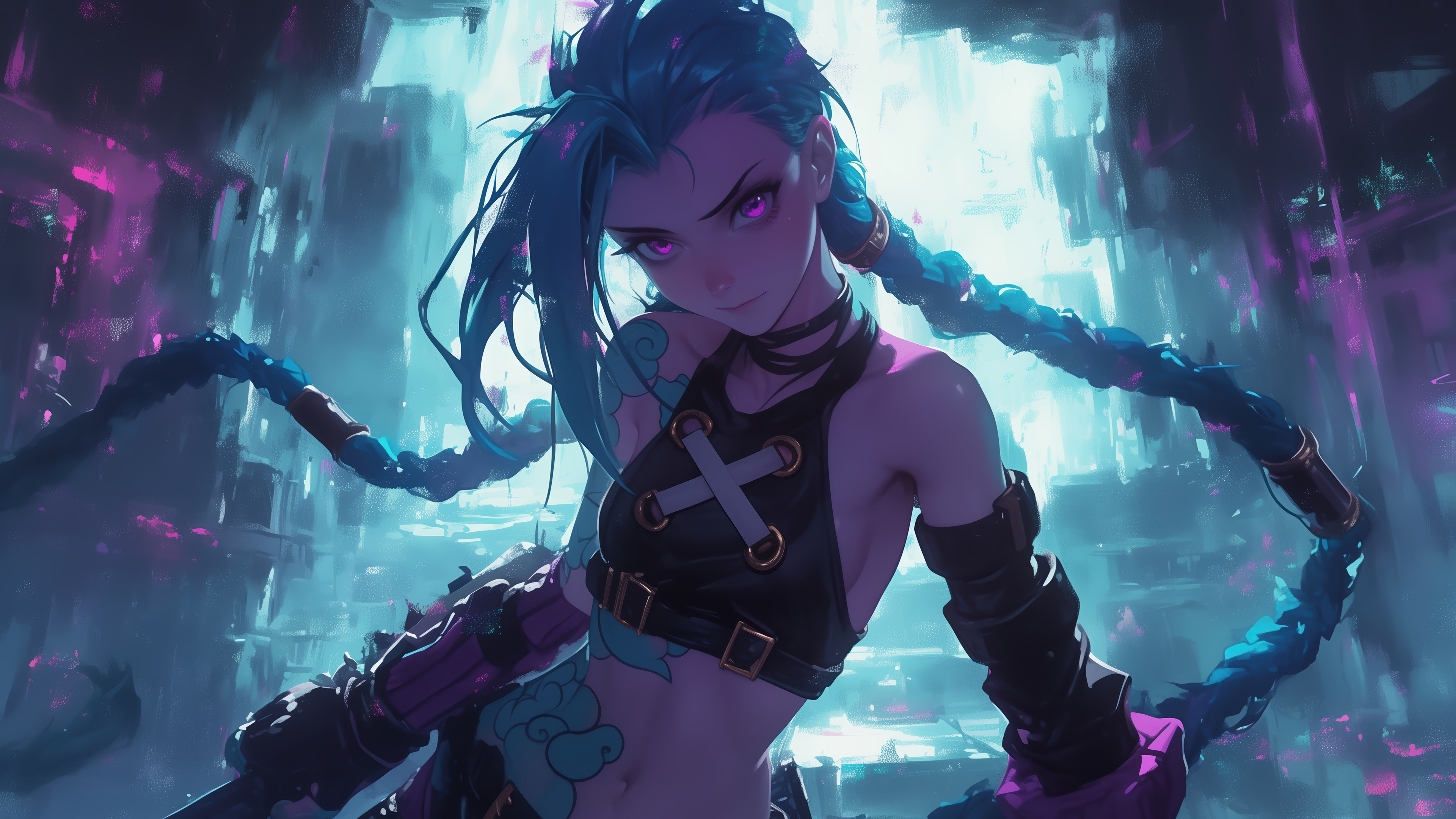 Cyberpunk Blue Hair Ruins