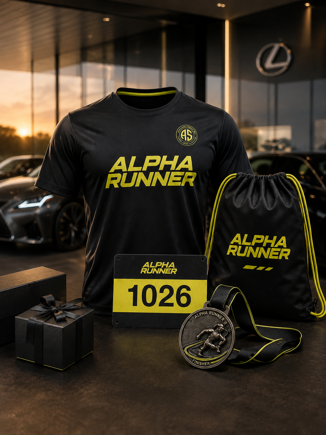 Kit Alpha Runner: camiseta, gym bag, número de peito, medalha e gifts
